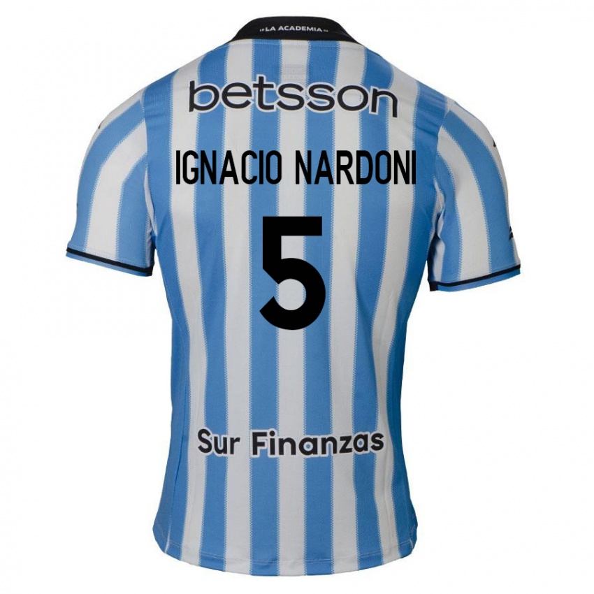 Kinderen Juan Ignacio Nardoni #5 Blauw Wit Zwart Thuisshirt Thuistenue 2024/25 T-Shirt België