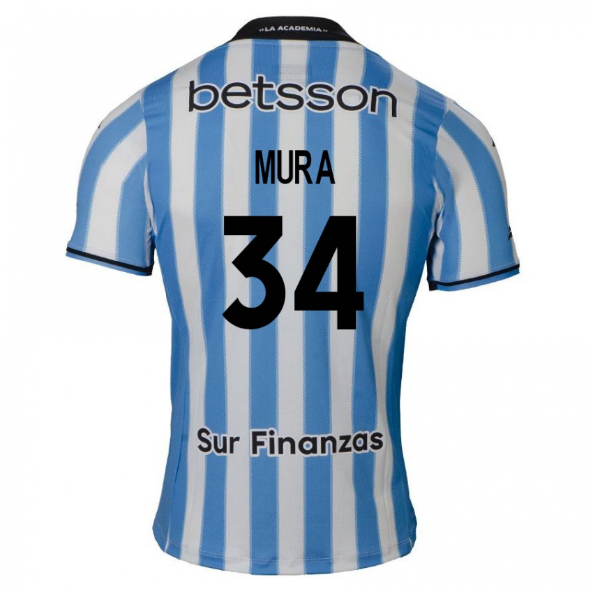 Kinderen Facundo Mura #34 Blauw Wit Zwart Thuisshirt Thuistenue 2024/25 T-Shirt België