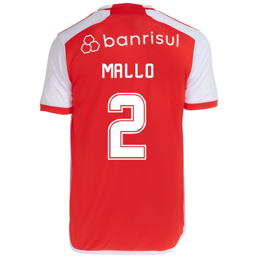 Enfant Maillot Hugo Mallo #2 Rouge Blanc Tenues Domicile 2024/25 T-Shirt Belgique