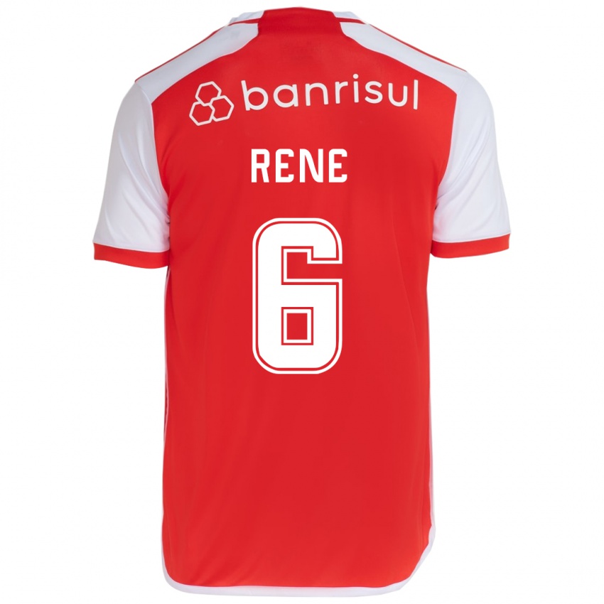 Enfant Maillot Rene #6 Rouge Blanc Tenues Domicile 2024/25 T-Shirt Belgique