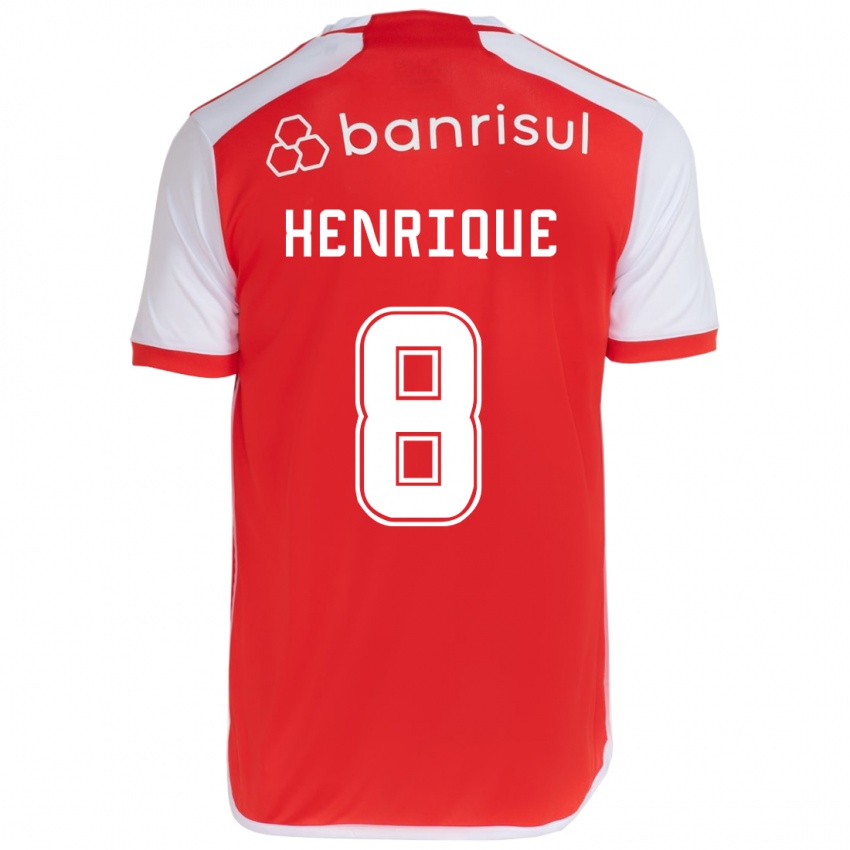 Enfant Maillot Bruno Henrique #8 Rouge Blanc Tenues Domicile 2024/25 T-Shirt Belgique