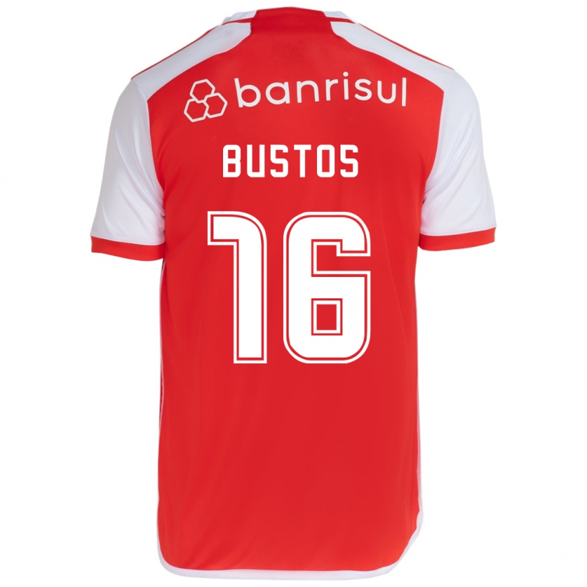 Enfant Maillot Fabricio Bustos #16 Rouge Blanc Tenues Domicile 2024/25 T-Shirt Belgique