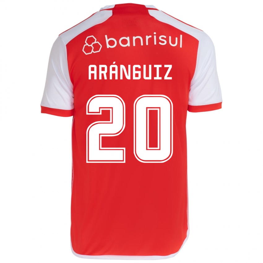 Enfant Maillot Charles Aránguiz #20 Rouge Blanc Tenues Domicile 2024/25 T-Shirt Belgique