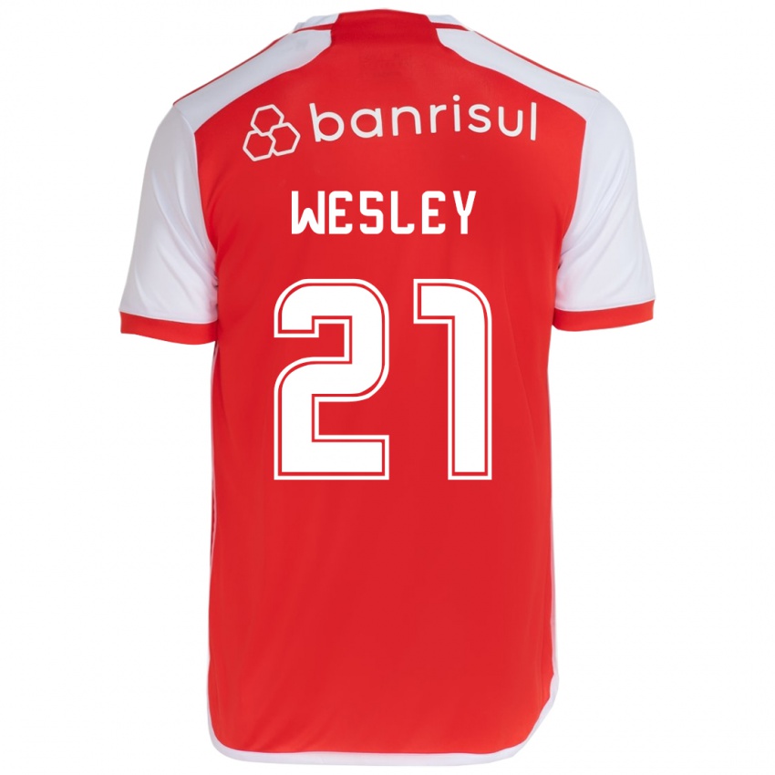 Enfant Maillot Wesley #21 Rouge Blanc Tenues Domicile 2024/25 T-Shirt Belgique