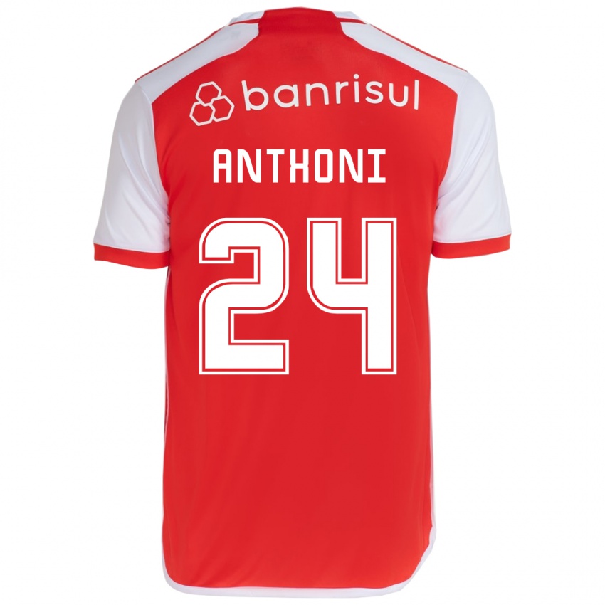 Enfant Maillot Anthoni #24 Rouge Blanc Tenues Domicile 2024/25 T-Shirt Belgique