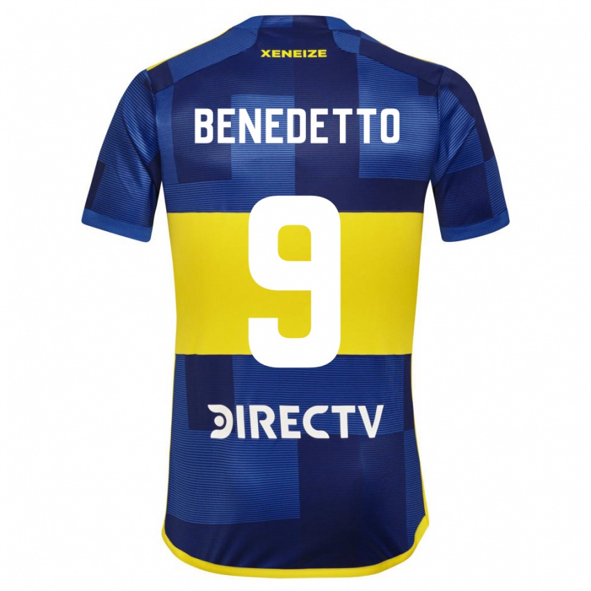 Enfant Maillot Dario Benedetto #9 Bleu Jaune Tenues Domicile 2024/25 T-Shirt Belgique