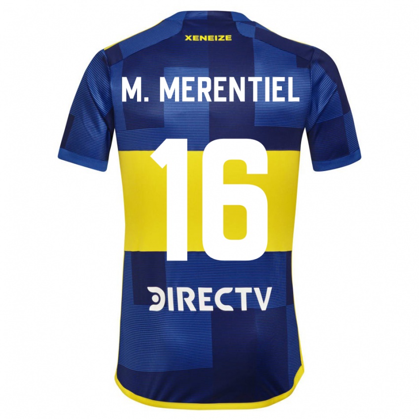 Enfant Maillot Miguel Merentiel #16 Bleu Jaune Tenues Domicile 2024/25 T-Shirt Belgique