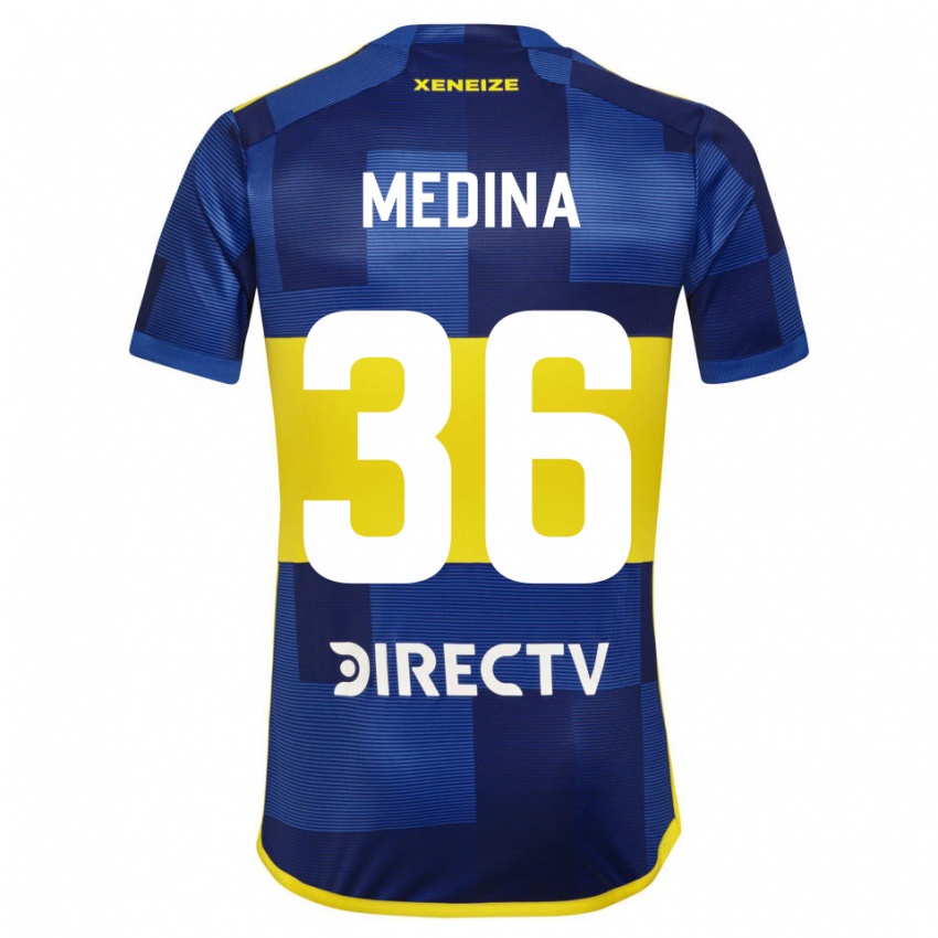 Enfant Maillot Cristian Medina #36 Bleu Jaune Tenues Domicile 2024/25 T-Shirt Belgique