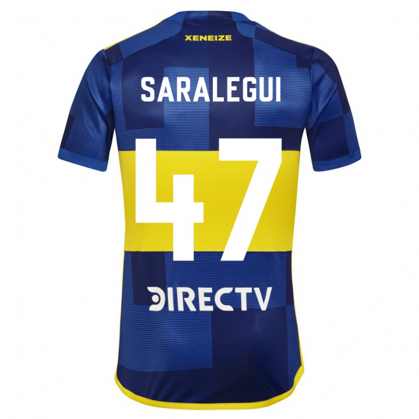 Enfant Maillot Jabes Saralegui #47 Bleu Jaune Tenues Domicile 2024/25 T-Shirt Belgique