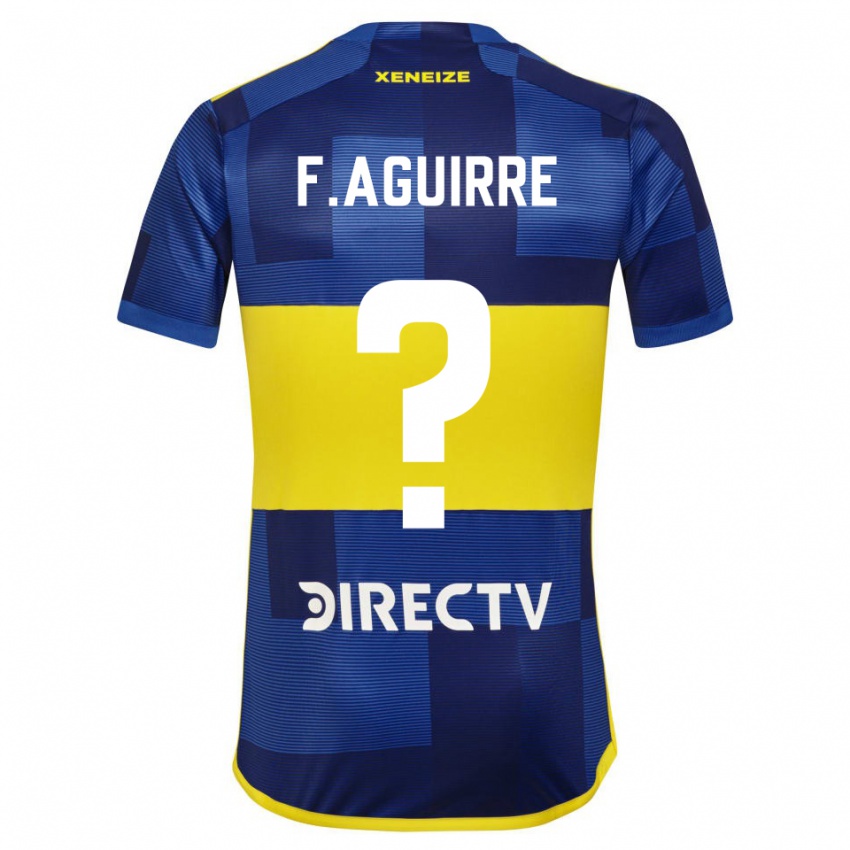 Enfant Maillot Federico Aguirre #0 Bleu Jaune Tenues Domicile 2024/25 T-Shirt Belgique