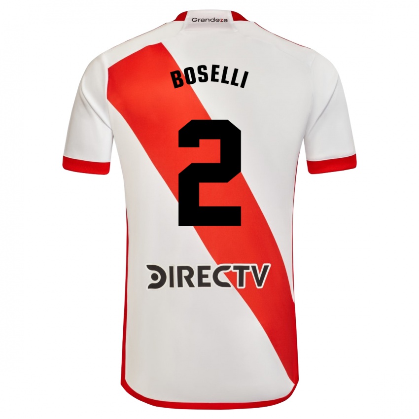 Enfant Maillot Sebastián Boselli #2 Blanc Rouge Tenues Domicile 2024/25 T-Shirt Belgique