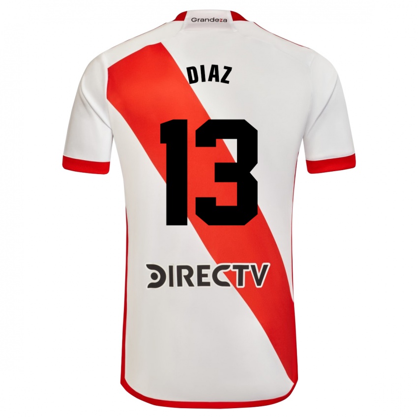 Enfant Maillot Enzo Díaz #13 Blanc Rouge Tenues Domicile 2024/25 T-Shirt Belgique