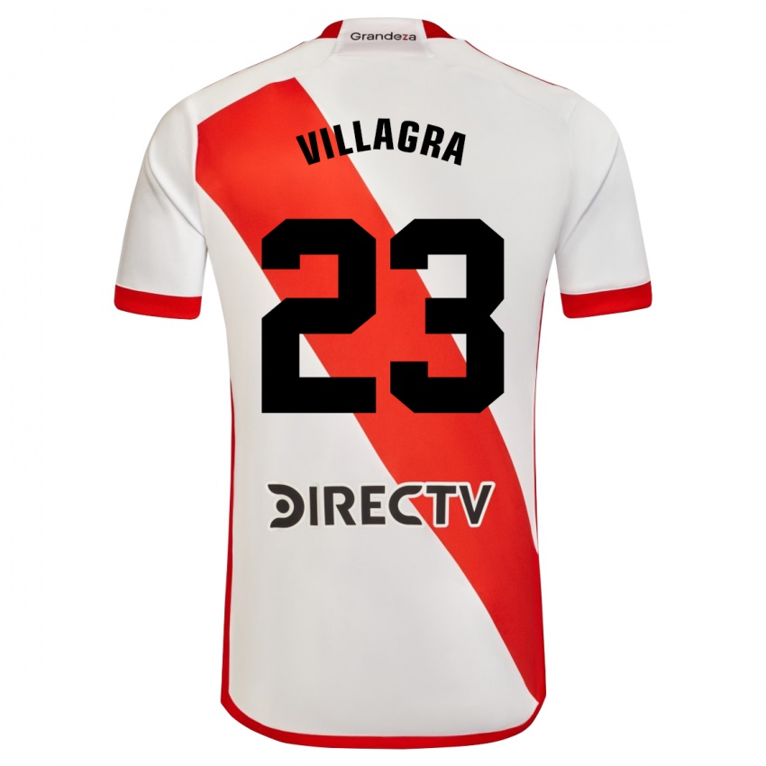 Enfant Maillot Rodrigo Villagra #23 Blanc Rouge Tenues Domicile 2024/25 T-Shirt Belgique