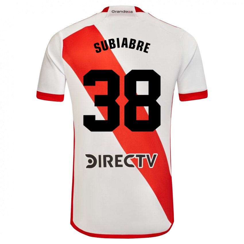 Enfant Maillot Ian Subiabre #38 Blanc Rouge Tenues Domicile 2024/25 T-Shirt Belgique