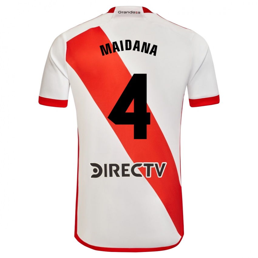 Enfant Maillot Jonatan Maidana #4 Blanc Rouge Tenues Domicile 2024/25 T-Shirt Belgique