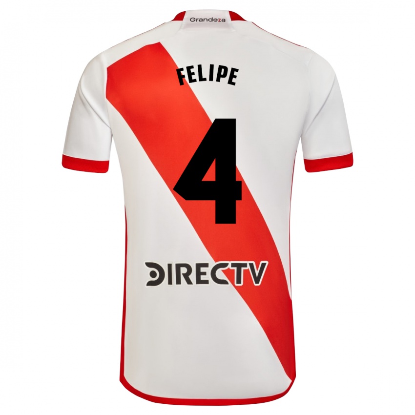 Enfant Maillot Carina Felipe Silva #4 Blanc Rouge Tenues Domicile 2024/25 T-Shirt Belgique