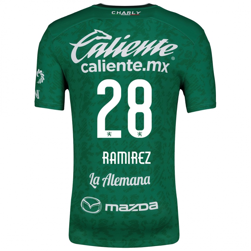 Enfant Maillot David Ramírez #28 Vert Blanc Tenues Domicile 2024/25 T-Shirt Belgique