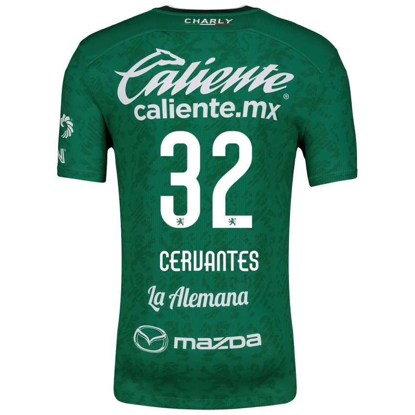 Enfant Maillot Luis Cervantes #32 Vert Blanc Tenues Domicile 2024/25 T-Shirt Belgique