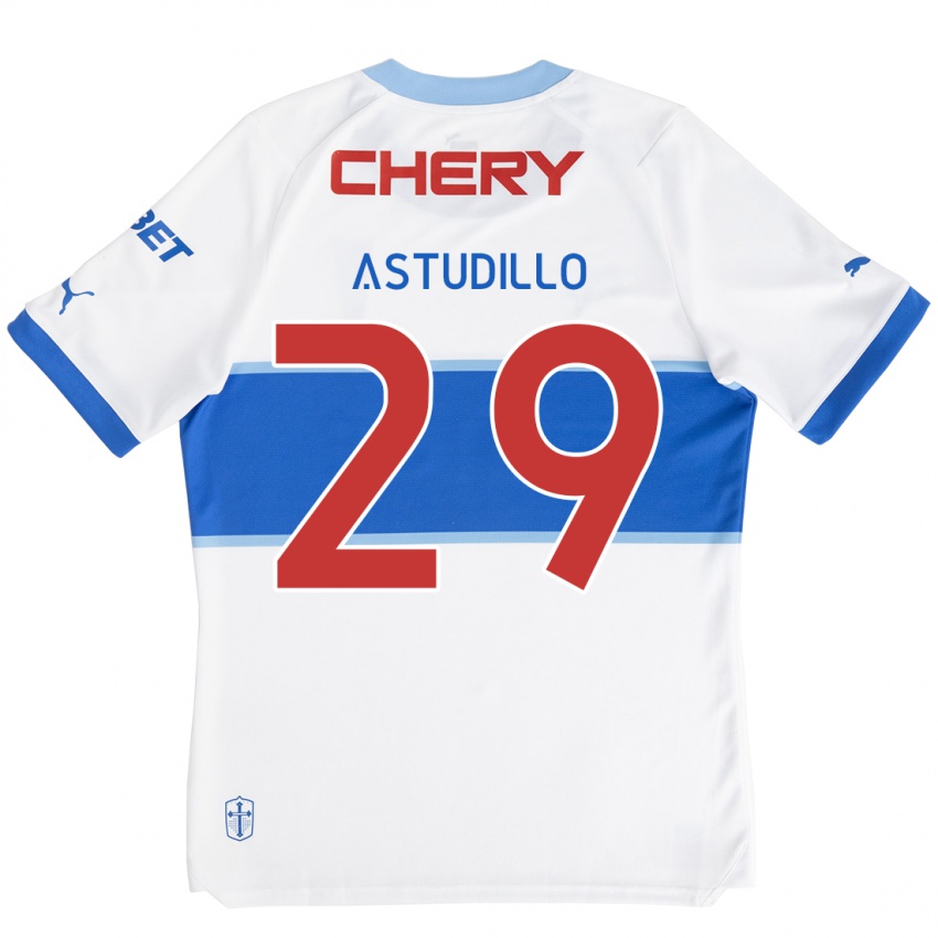 Kinderen Aaron Astudillo #29 Wit Blauw Thuisshirt Thuistenue 2024/25 T-Shirt België