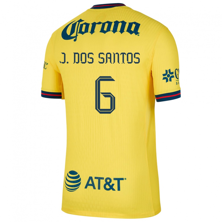 Enfant Maillot Jonathan Dos Santos #6 Jaune Bleu Tenues Domicile 2024/25 T-Shirt Belgique