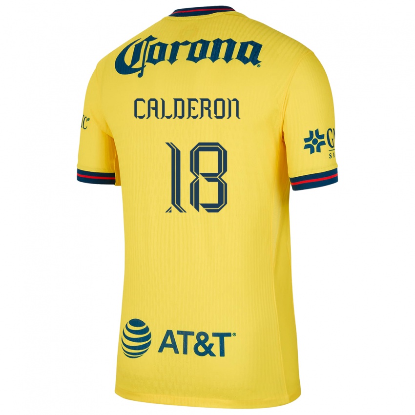 Enfant Maillot Cristian Calderón #18 Jaune Bleu Tenues Domicile 2024/25 T-Shirt Belgique