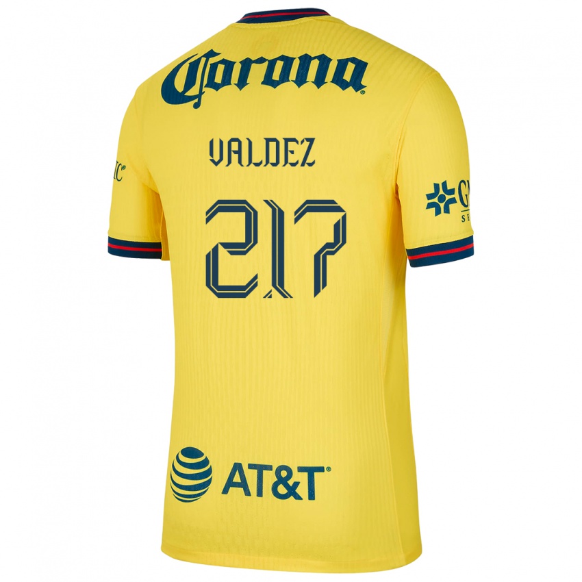 Enfant Maillot Víctor Valdez #217 Jaune Bleu Tenues Domicile 2024/25 T-Shirt Belgique