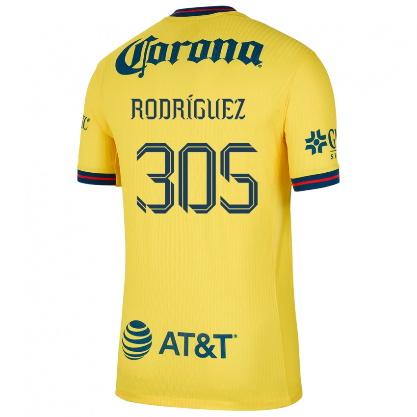 Enfant Maillot Bryan Rodríguez #305 Jaune Bleu Tenues Domicile 2024/25 T-Shirt Belgique