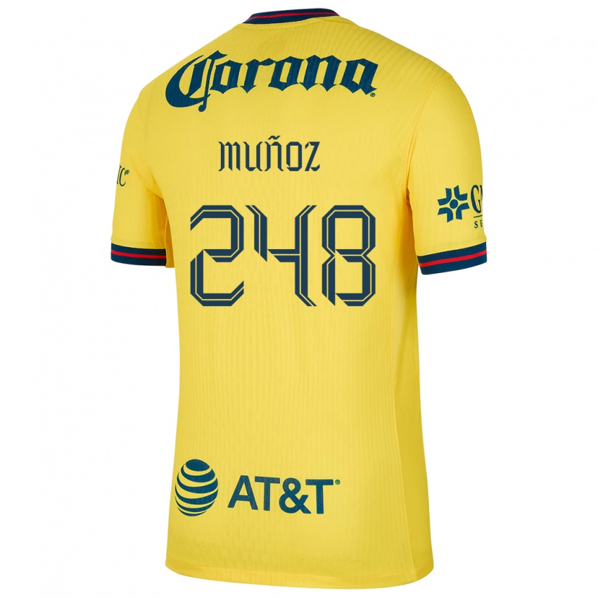 Enfant Maillot Diego Muñoz #248 Jaune Bleu Tenues Domicile 2024/25 T-Shirt Belgique