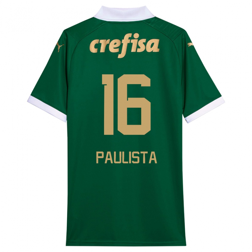 Enfant Maillot Caio Paulista #16 Vert Blanc Tenues Domicile 2024/25 T-Shirt Belgique