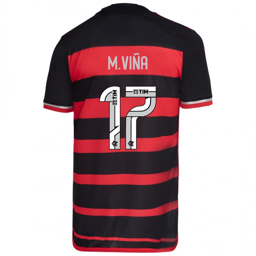 Kinderen Matias Vina #17 Rood Zwart Thuisshirt Thuistenue 2024/25 T-Shirt België