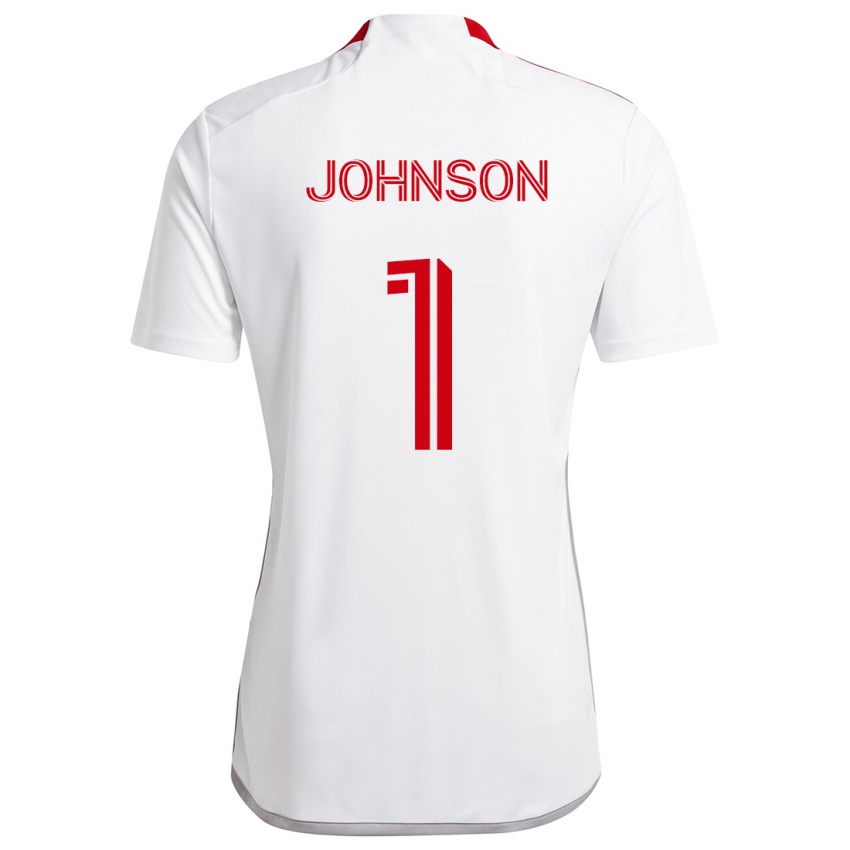 Enfant Maillot Sean Johnson #1 Blanc Rouge Tenues Extérieur 2024/25 T-Shirt Belgique