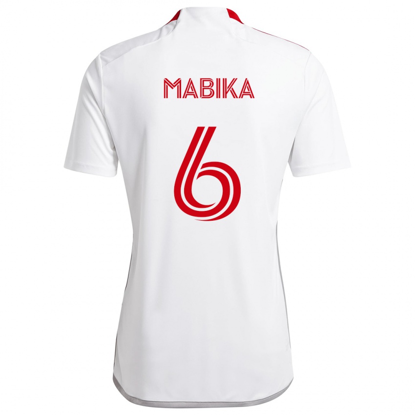 Kinderen Aimé Mabika #6 Wit Rood Uitshirt Uittenue 2024/25 T-Shirt België