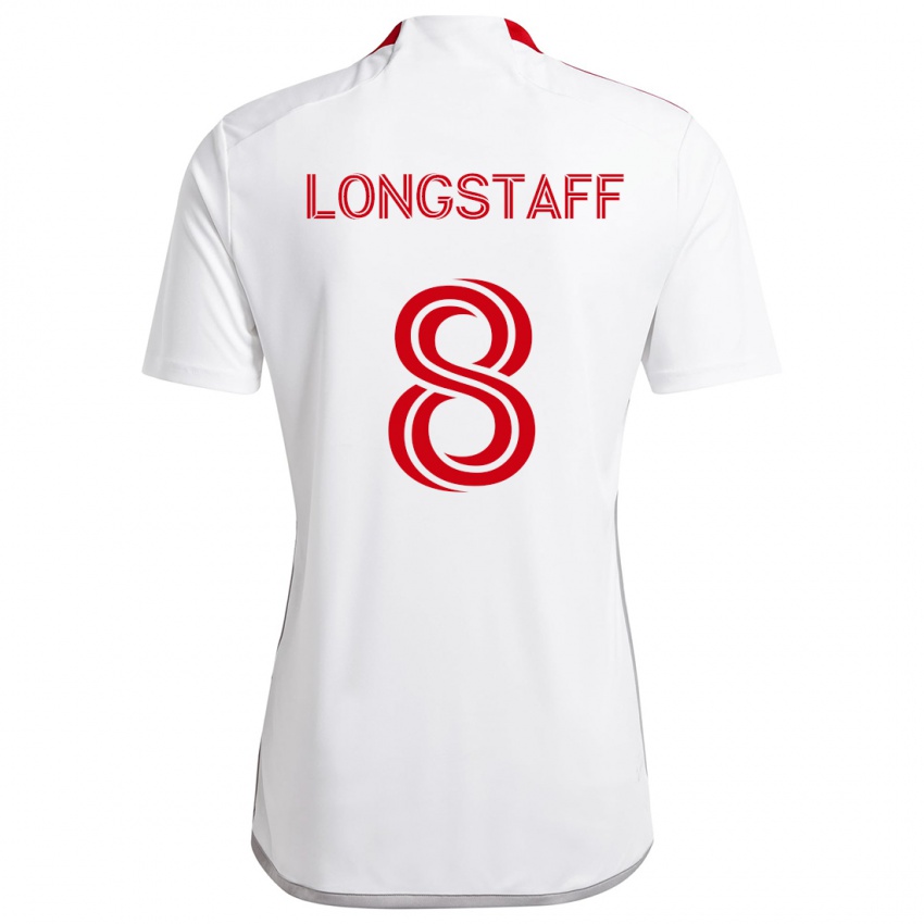 Kinderen Matty Longstaff #8 Wit Rood Uitshirt Uittenue 2024/25 T-Shirt België