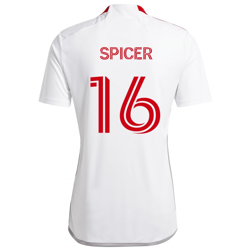 Kinderen Tyrese Spicer #16 Wit Rood Uitshirt Uittenue 2024/25 T-Shirt België