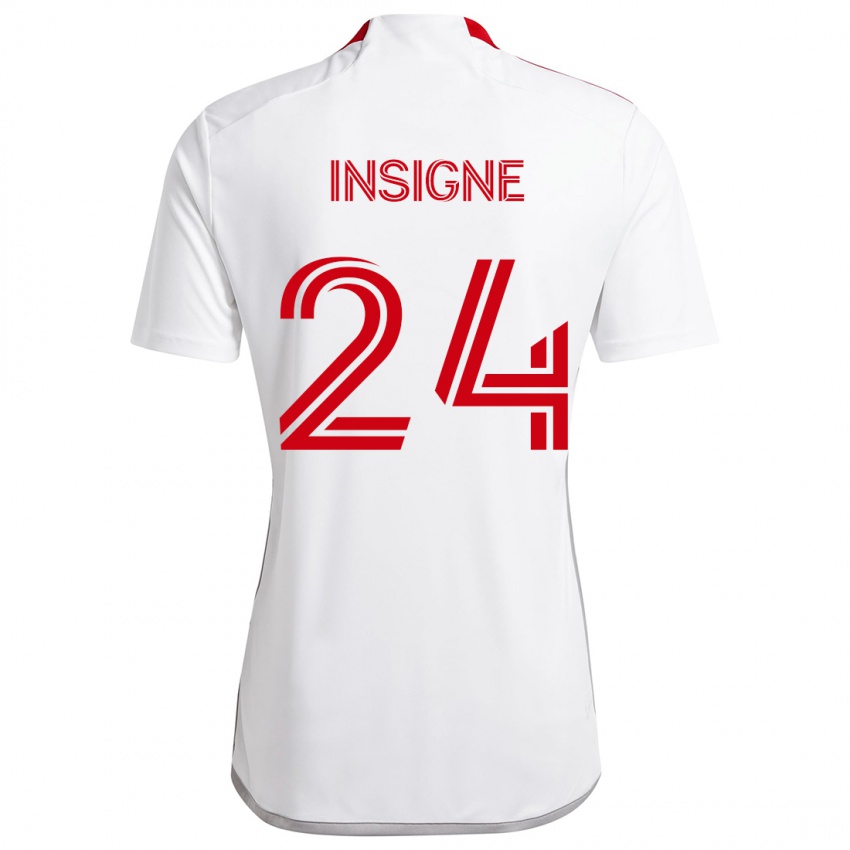 Kinderen Lorenzo Insigne #24 Wit Rood Uitshirt Uittenue 2024/25 T-Shirt België