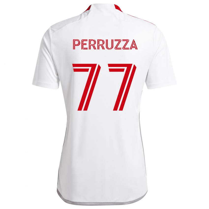 Kinderen Jordan Perruzza #77 Wit Rood Uitshirt Uittenue 2024/25 T-Shirt België