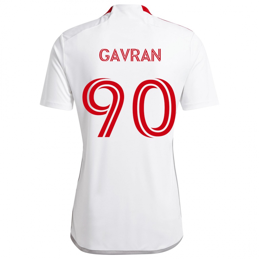 Kinderen Luka Gavran #90 Wit Rood Uitshirt Uittenue 2024/25 T-Shirt België