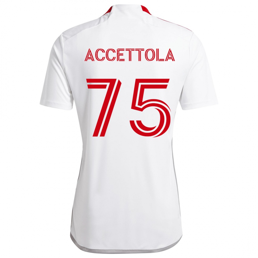 Kinderen Luca Accettola #75 Wit Rood Uitshirt Uittenue 2024/25 T-Shirt België