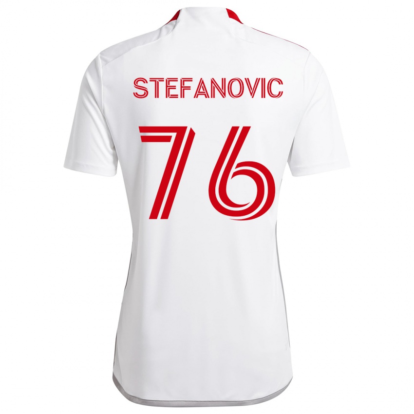 Kinderen Lazar Stefanovic #76 Wit Rood Uitshirt Uittenue 2024/25 T-Shirt België