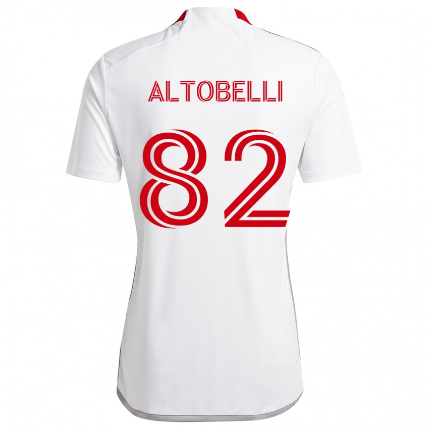 Kinderen Julian Altobelli #82 Wit Rood Uitshirt Uittenue 2024/25 T-Shirt België