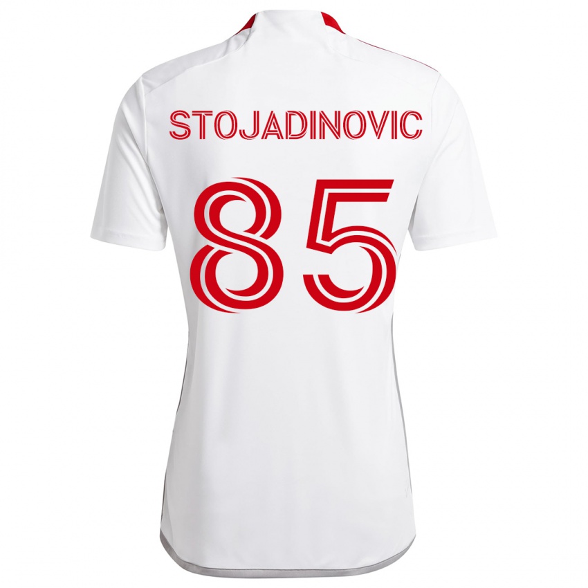 Kinderen Marko Stojadinovic #85 Wit Rood Uitshirt Uittenue 2024/25 T-Shirt België