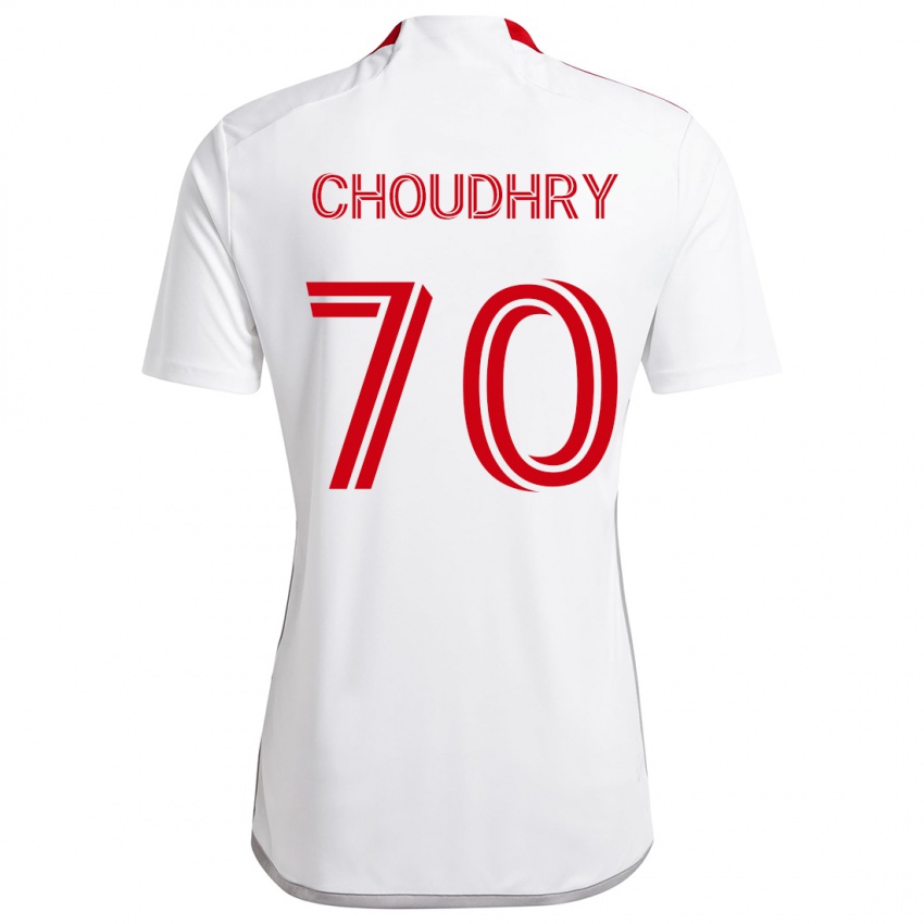 Kinderen Benjamin Choudhry #70 Wit Rood Uitshirt Uittenue 2024/25 T-Shirt België