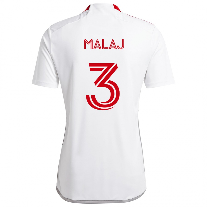 Enfant Maillot Albert Malaj #3 Blanc Rouge Tenues Extérieur 2024/25 T-Shirt Belgique