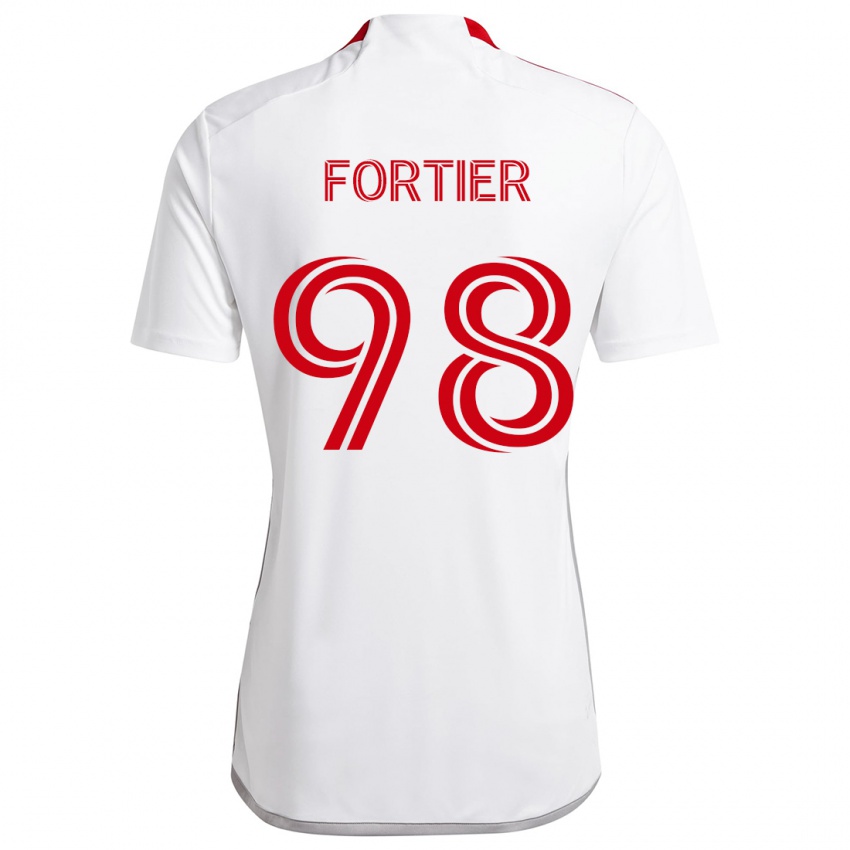 Kinderen Kristjan Fortier #98 Wit Rood Uitshirt Uittenue 2024/25 T-Shirt België