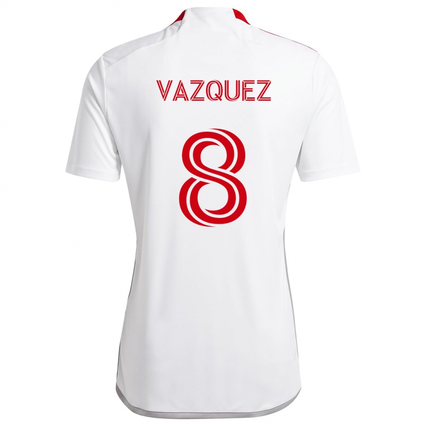 Kinderen Víctor Vázquez #8 Wit Rood Uitshirt Uittenue 2024/25 T-Shirt België