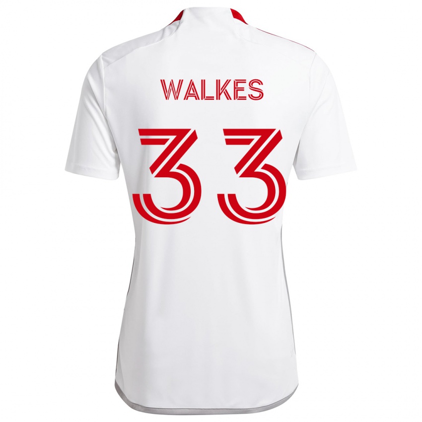 Kinderen Reshaun Walkes #33 Wit Rood Uitshirt Uittenue 2024/25 T-Shirt België