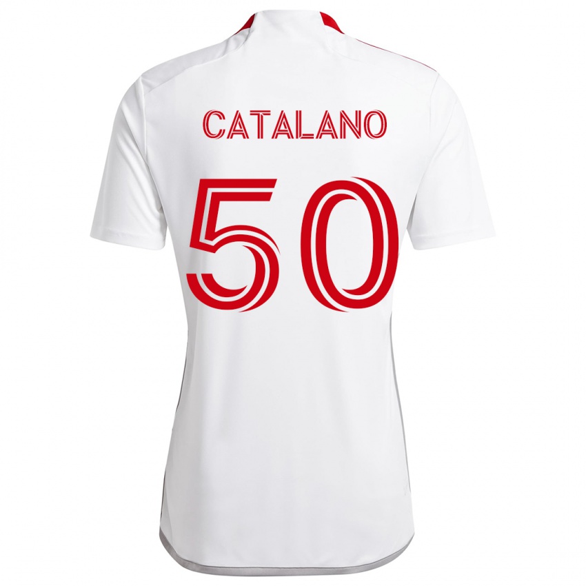 Kinderen Gianluca Catalano #50 Wit Rood Uitshirt Uittenue 2024/25 T-Shirt België