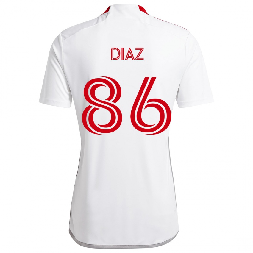 Kinderen Alec Díaz #86 Wit Rood Uitshirt Uittenue 2024/25 T-Shirt België