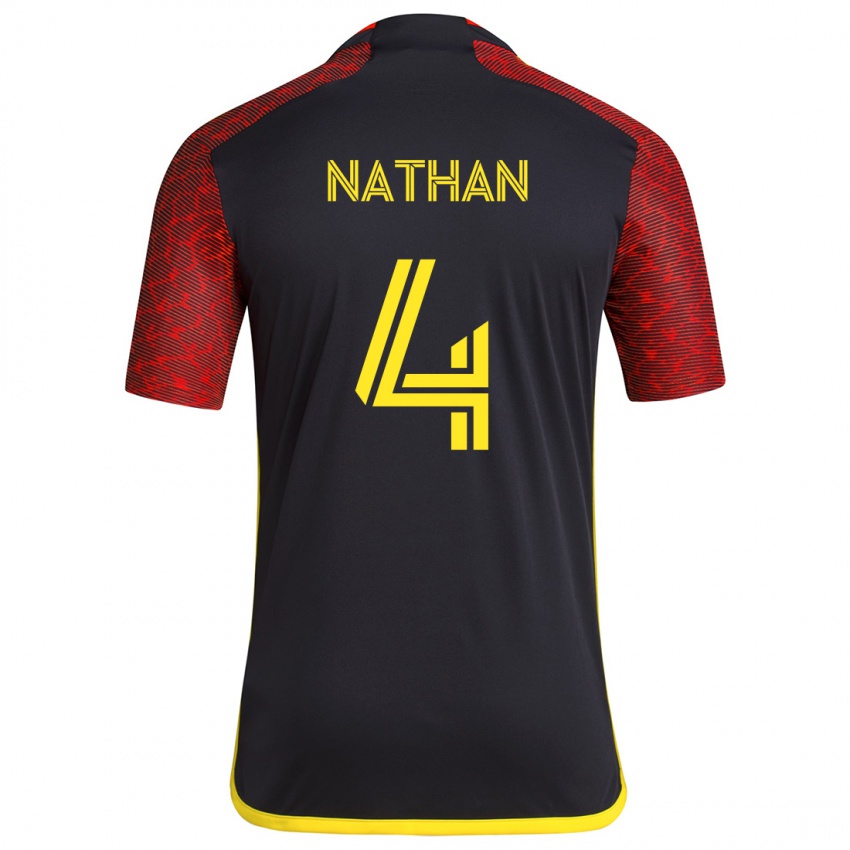 Kinderen Nathan #4 Rood Zwart Uitshirt Uittenue 2024/25 T-Shirt België