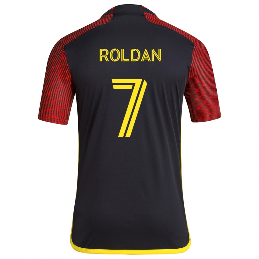 Kinderen Cristian Roldán #7 Rood Zwart Uitshirt Uittenue 2024/25 T-Shirt België